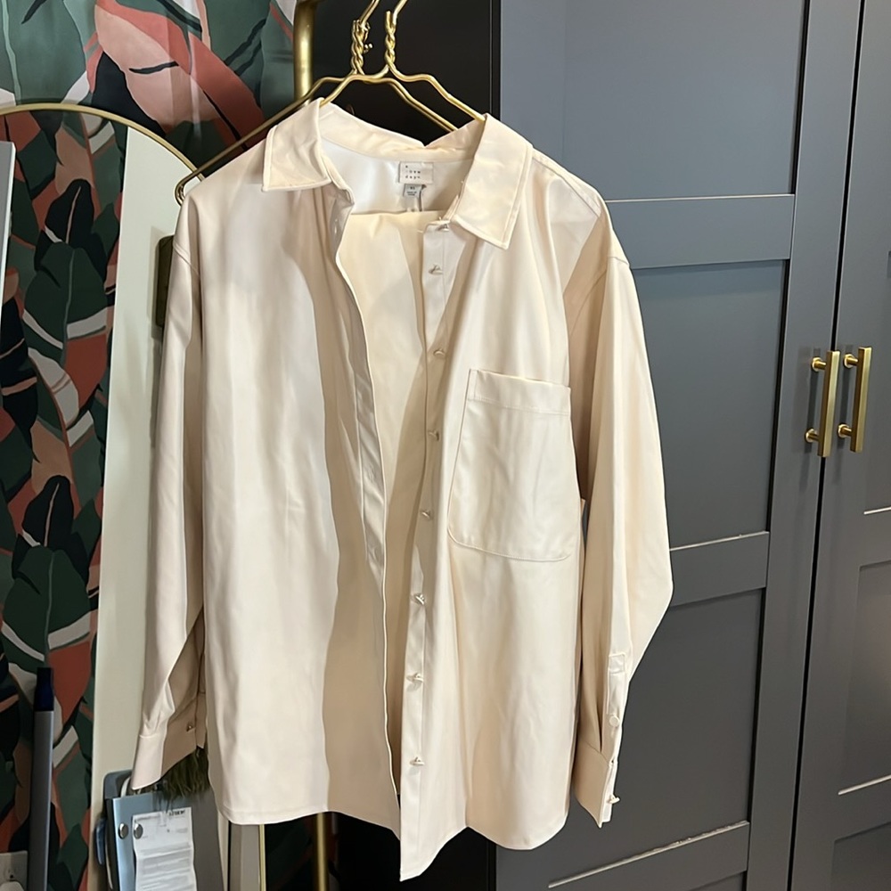 Fun Cream Vegan Leather Casual Two Piece Set!